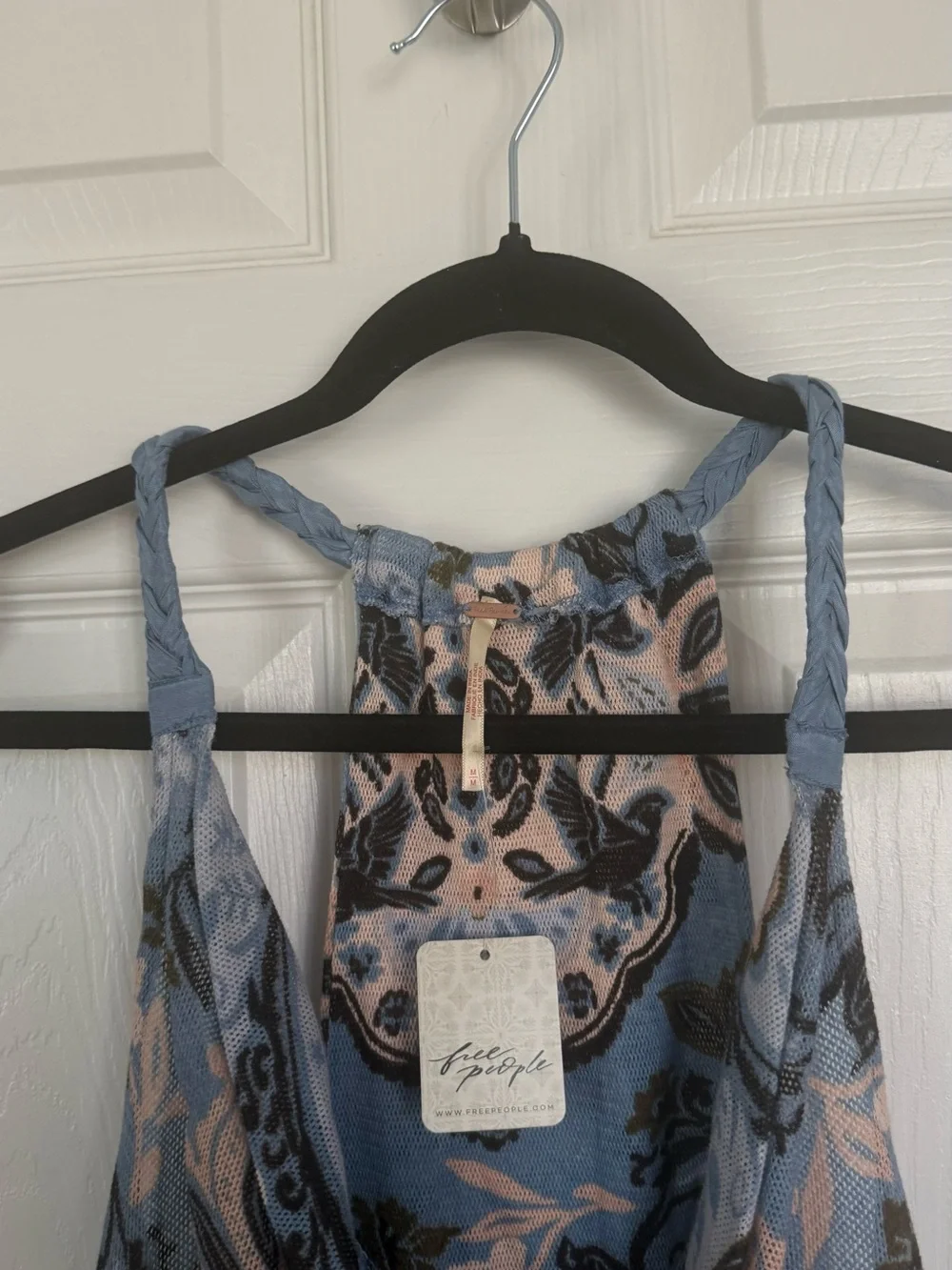 NWT Free People Laila Cowl Neck Tank Top Bayou Combo💙🩵 - Picture 5 of 9